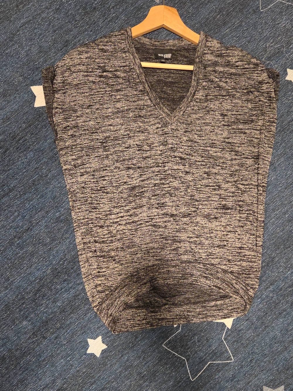 Wilfred Free Top Charcoal Marled V-Neck Short Sleeve Tee